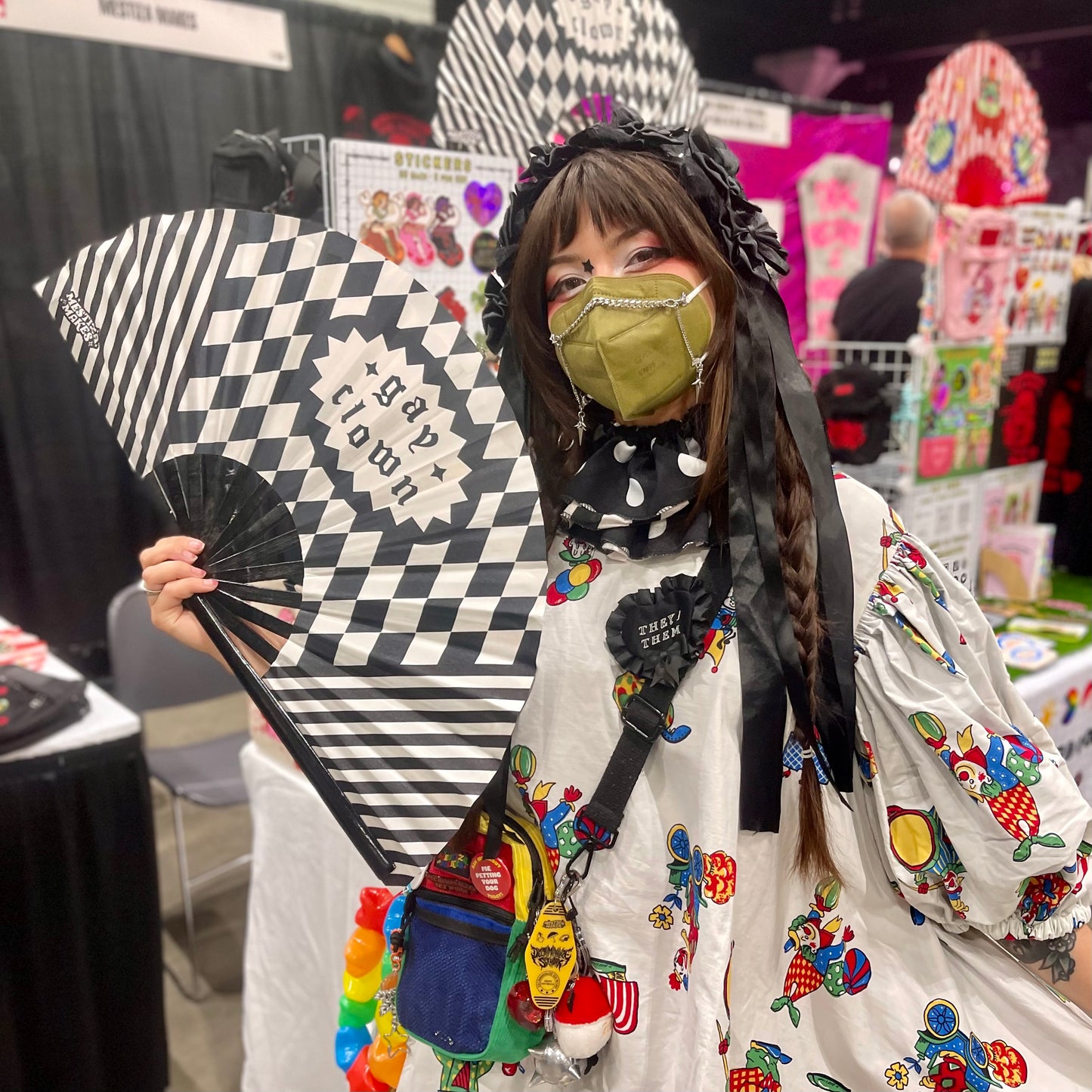 Gay Clown Bamboo Fan