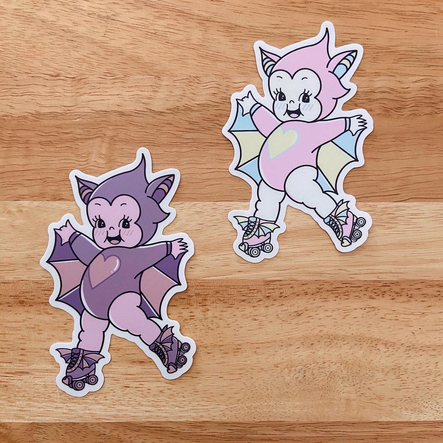 Bat Rollerskating Kewpie Sticker