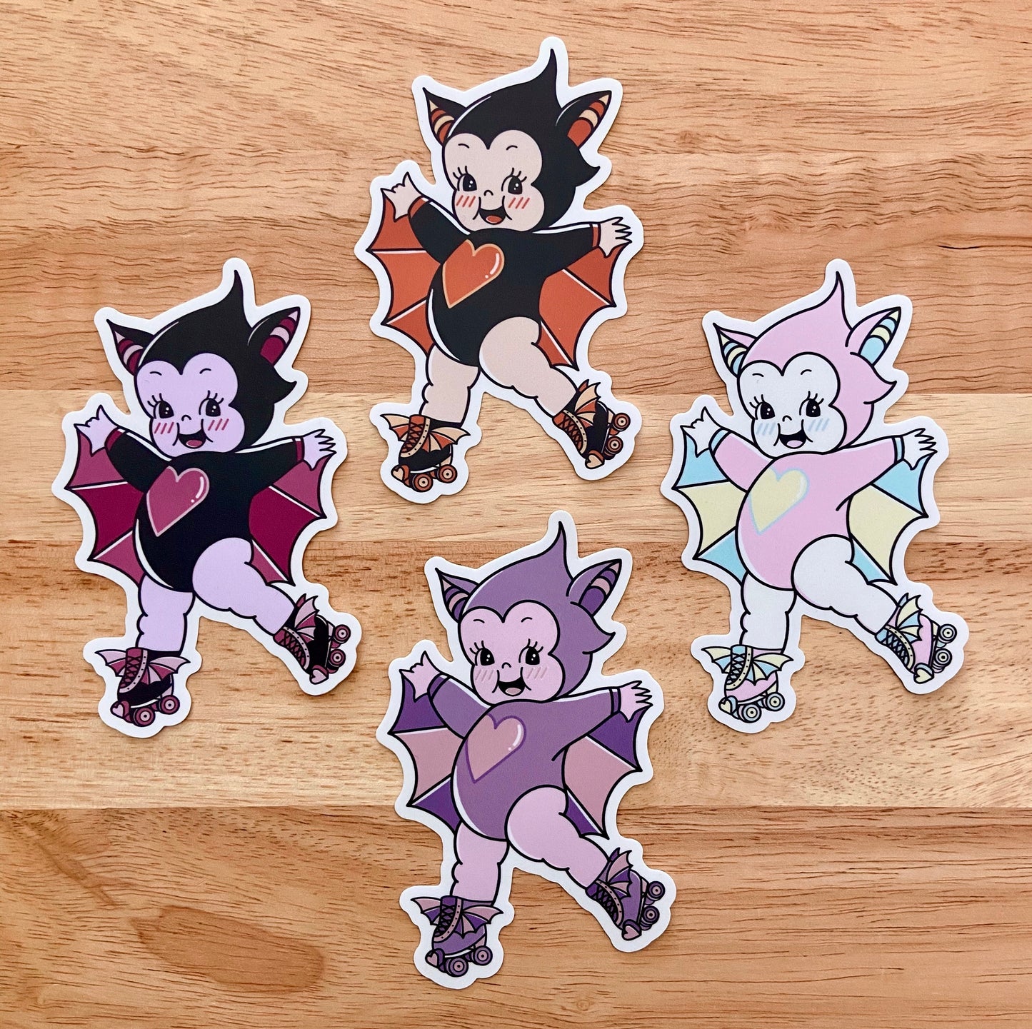 Bat Rollerskating Kewpie Sticker