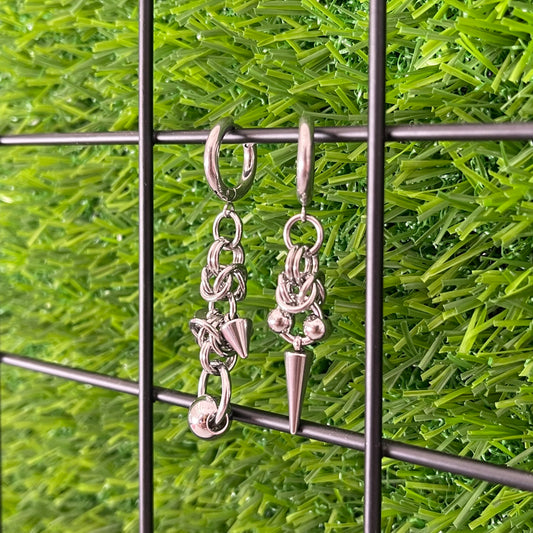 Asymmetrical Ball & Spike Earrings