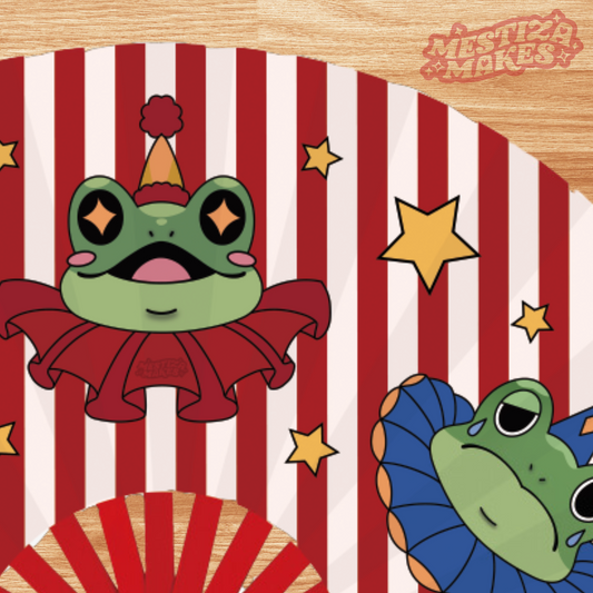 Clown Frog Bamboo Fan