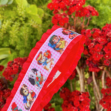 Load image into Gallery viewer, Red Ruffle Kitschy Vintage Pups Lanyard / Key Chain
